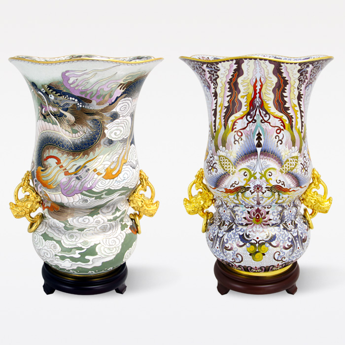 京锐景泰蓝15寸广口尊龙凤