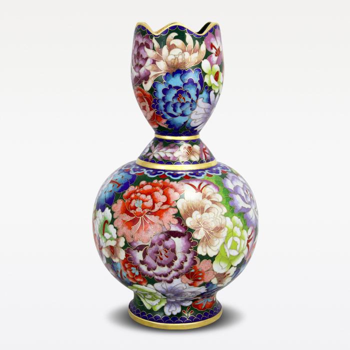 京锐景泰蓝10寸花口百花瓶